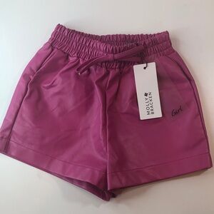 NEW Molly Bracken Pink Fuchsia Pleather Shorts Girls 8 NWT